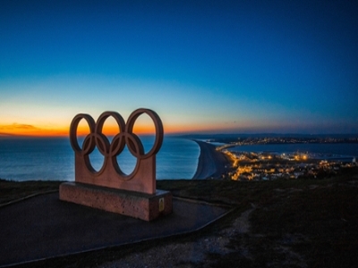 Olympics logo statue