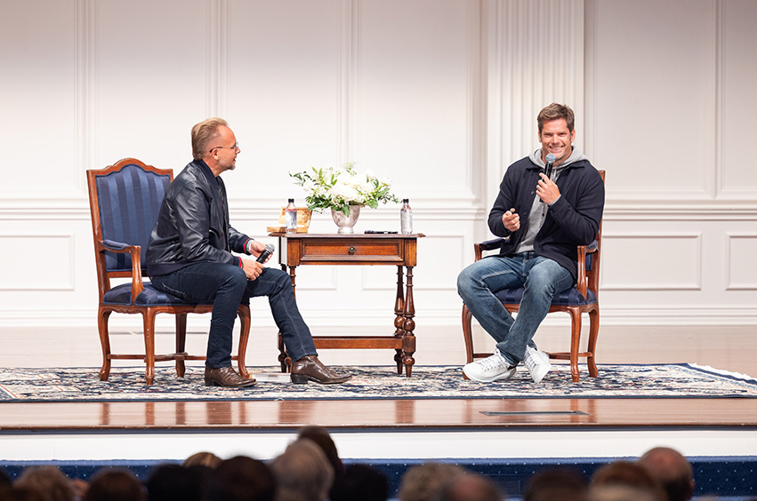 Dallas Jenkins speaking in Dallas, Texas at Dallas Baptist University