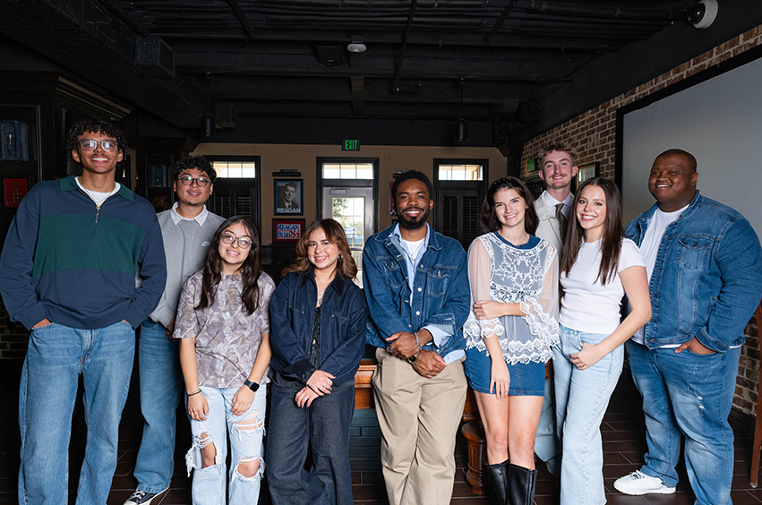 group of college students standing for a group photo for Group Projjject