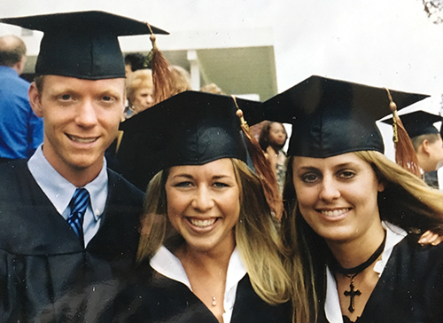 Rob Hahn standing with a group of friends on graduation day