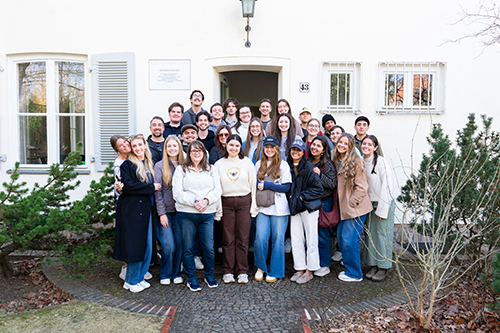 group of college students standing together in Berlin