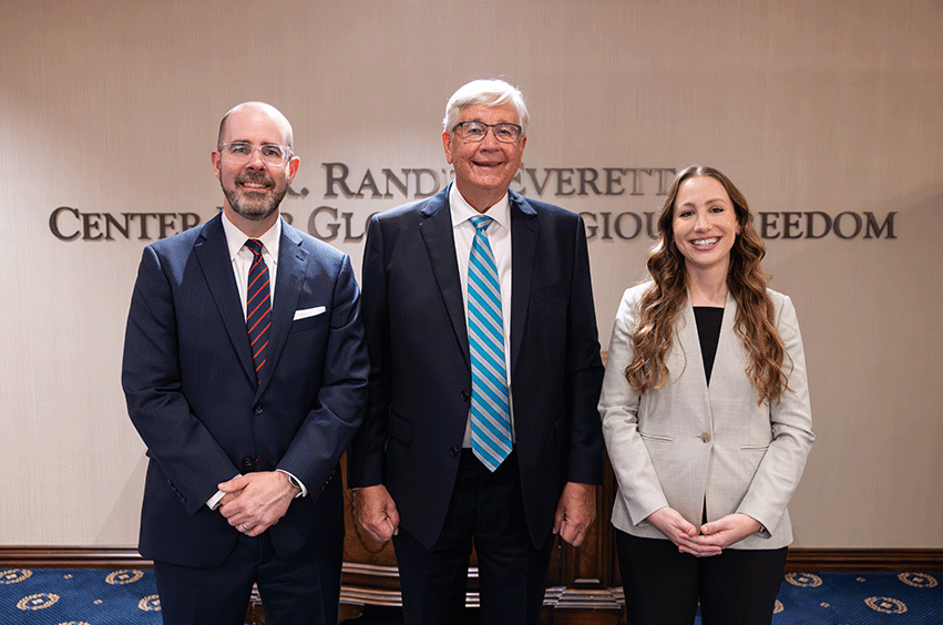 group photo for Everett Center for Global Religious Freedom announcement