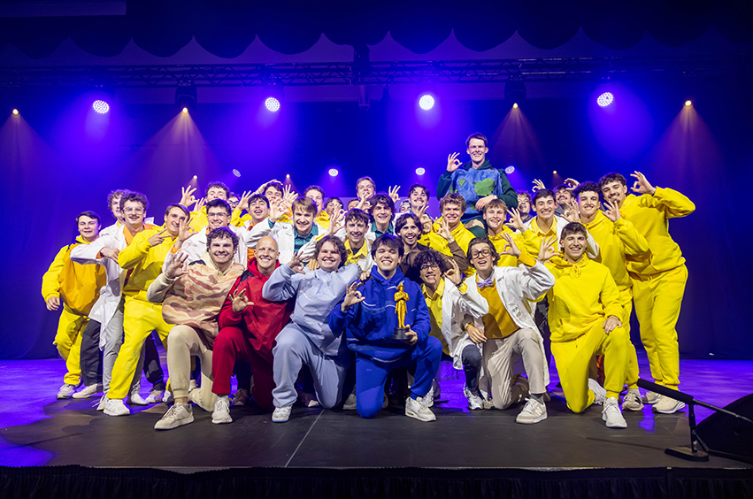 group of college students posing for a group photo at Spring Sing