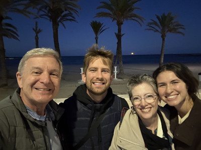 Drs. Karen and Mark Alexander with alumni Shelby Weatherly and Tyler Rice in Denia, Spain