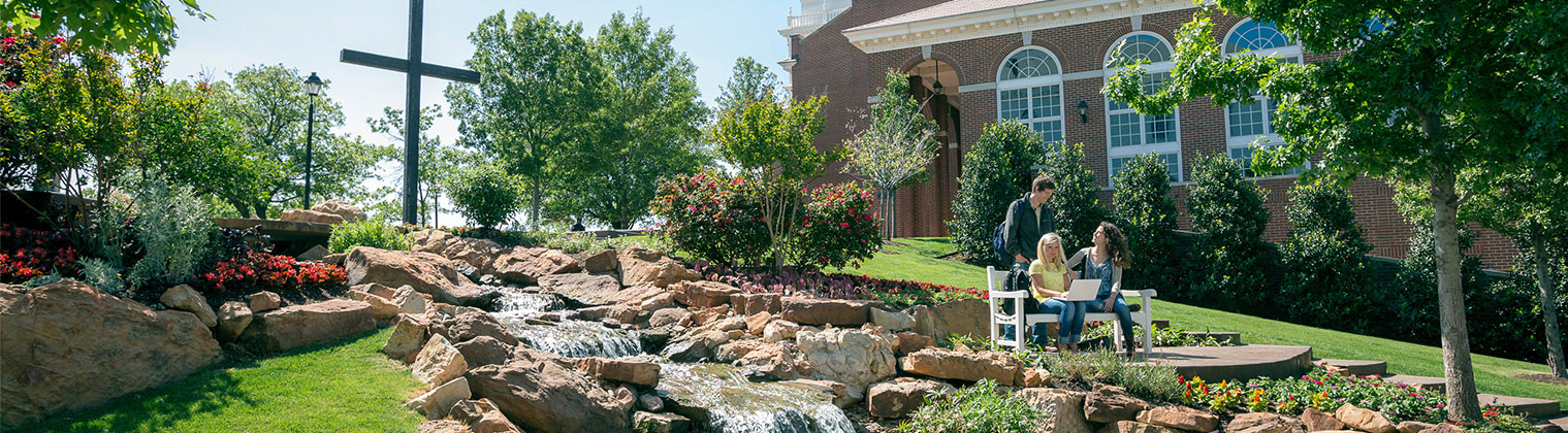 DBU Campus - college students hanging outside in dallas