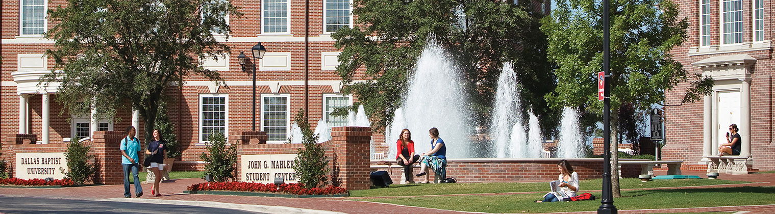 DBU Campus - college students walking around outside