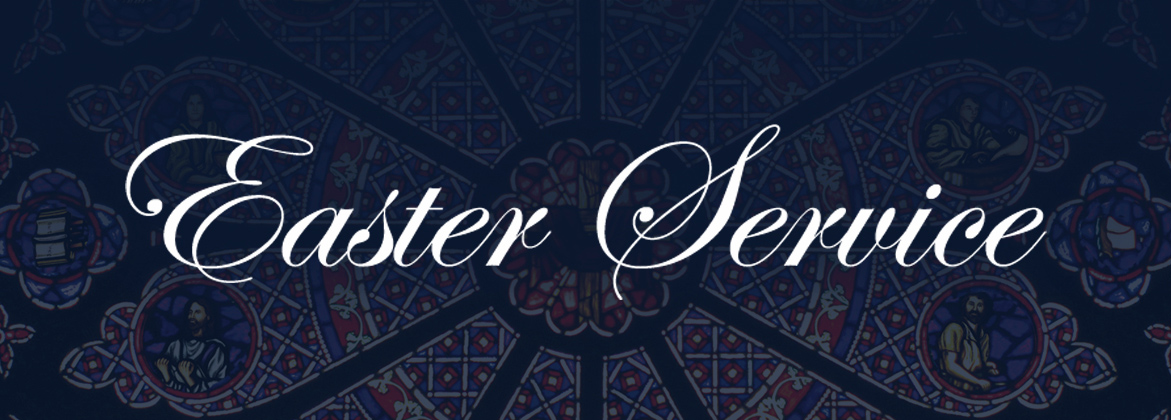 Easter Service Banner with stain glass window background