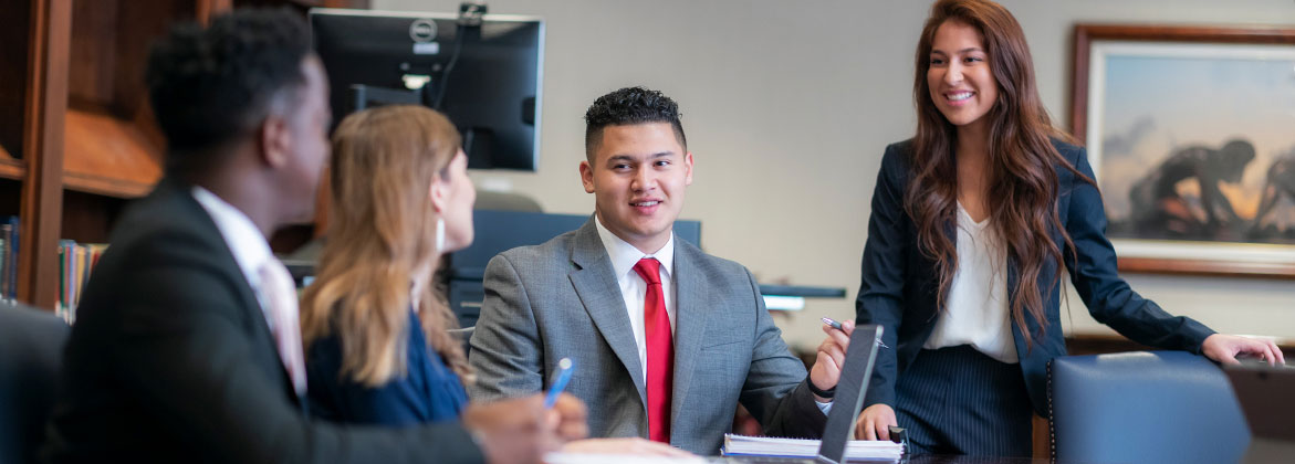 Students studying management