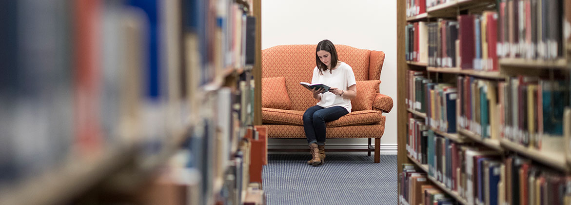 Picture of a girl studying in the DBU library