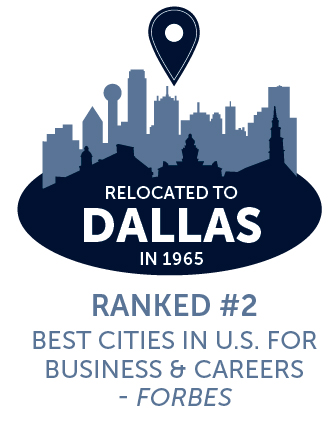 dallas skyline - dbu relocated to dallas in 1965 infographic