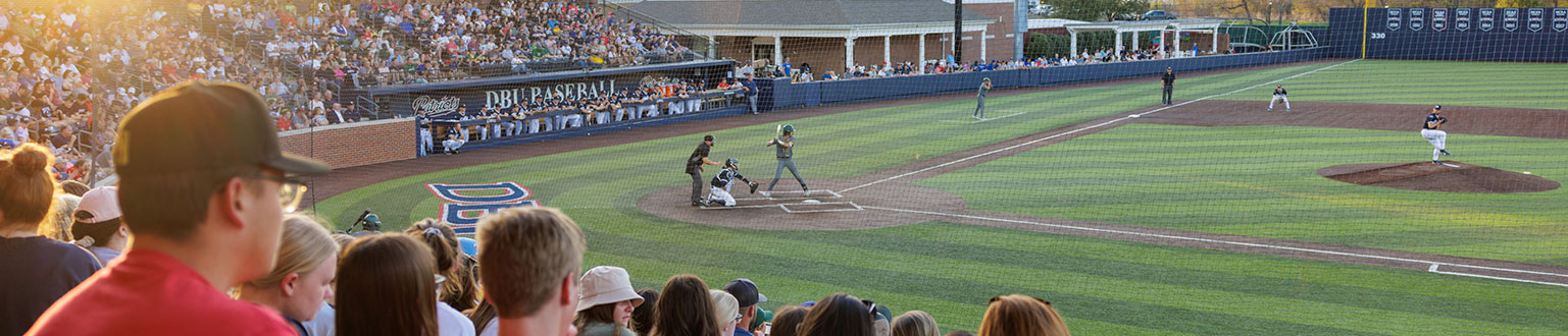 DBU patriots playing baseball - picture of crowd and field