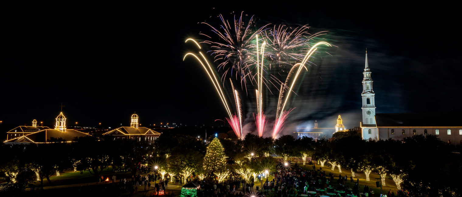 Fireworks at Dallas Baptist University during Christmas on the Hill