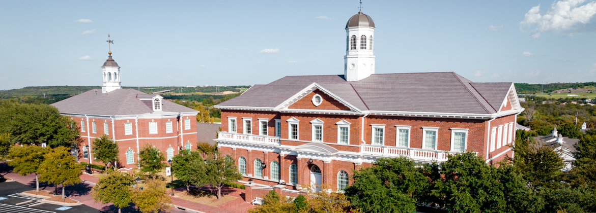 An aerial view of the Dean Learning Center