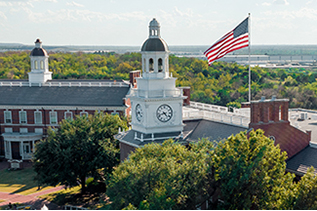 aerial campus of a Christian university in Dallas, Texas