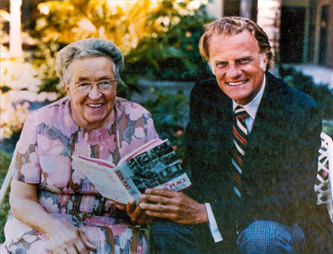 Picture of Corrie and Billy Graham outside