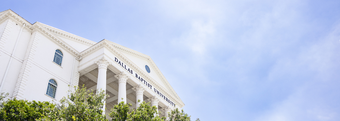 top of the DBU Chapel showing the university name