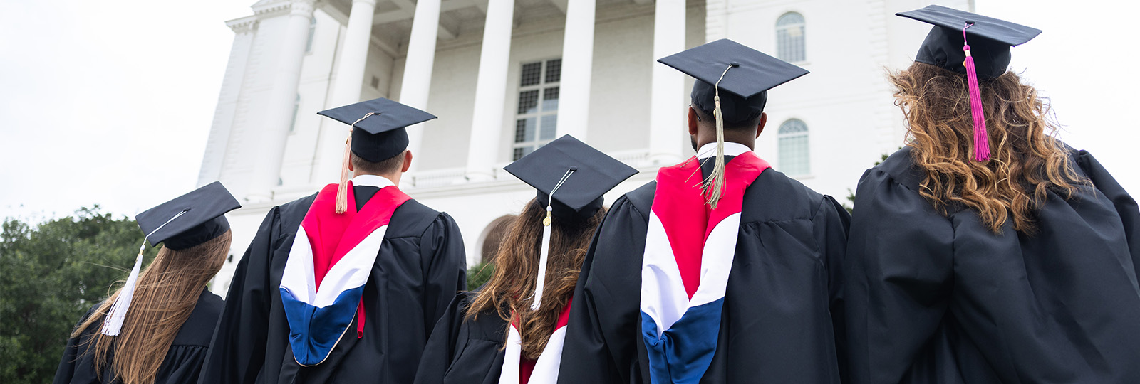 graduated students looking at chapel