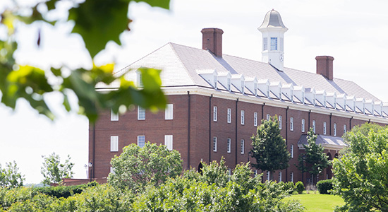 DBU campus building with trees