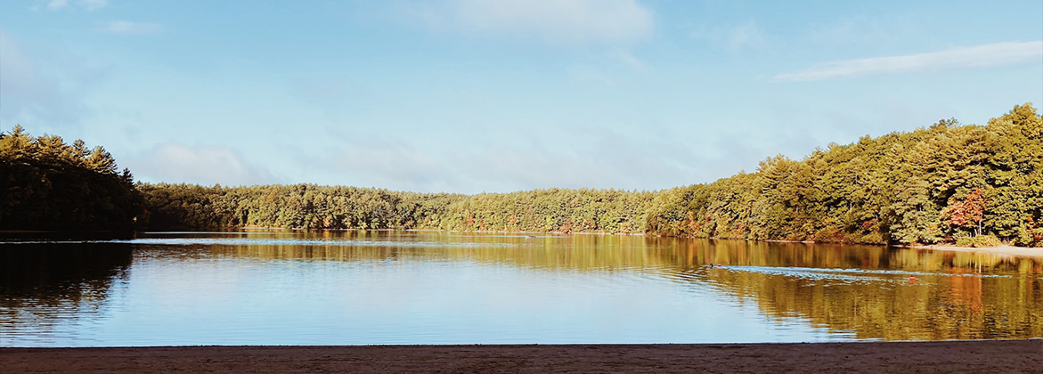 A large, clear, calm pond in Massachusetts