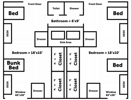 inside guys dorm room - lange dorms