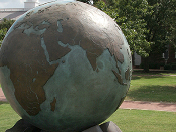 statue globe at dbu