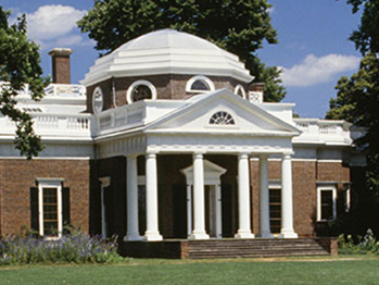 front of Thomas Jefferson's home, Monticello, located in Charlottesville, Virginia