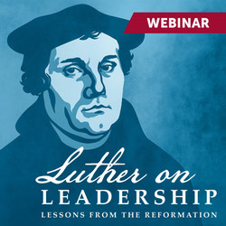 Sketch of Martin Luther on a blue background