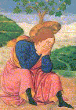 painting of Augustin in tears