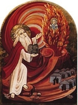 painting depicting Moses and the burning bush
