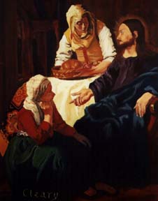 painting of Jesus speaking to two women