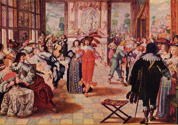painting by Abraham Bosse of elegantly dressed individuals in a room