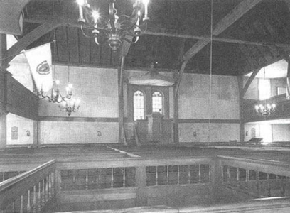 black and white image of a puritan church