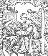 Medieval scribe illustration