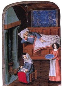 painting of a medieval sickroom