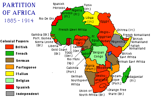 Map of the end of African Imperialism from 1885 to 1914