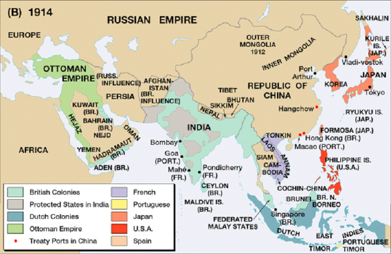 Map of the beginning of Asian Imperialism