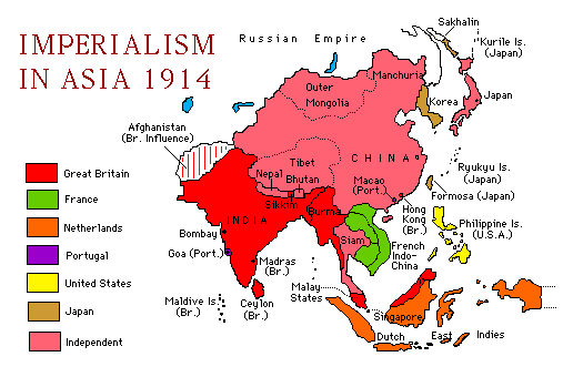 Map of the end of Asian Imperialism in 1914