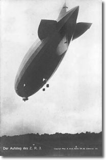 black and white photo of a Zeppelin