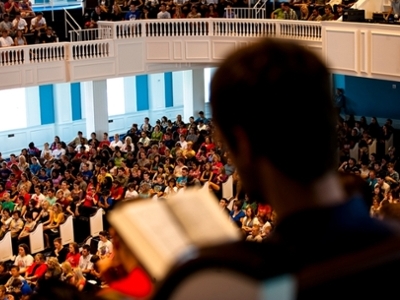 students in chapel