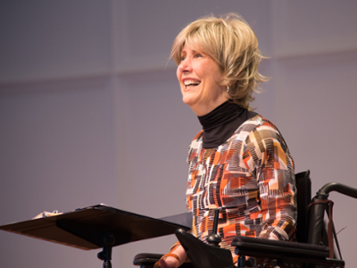 Joni Eareckson Tada speaks during chapel - Dallas, Texas