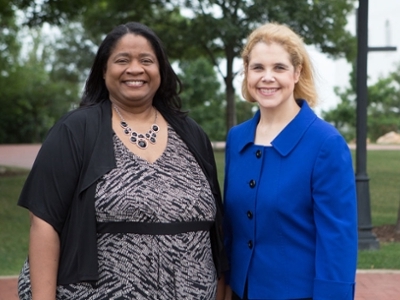 Dr. Michelle Henry (left) as the new Chair of the English Department. Outgoing Chair Dr. Mary Nelson (right) - Dallas, Texas