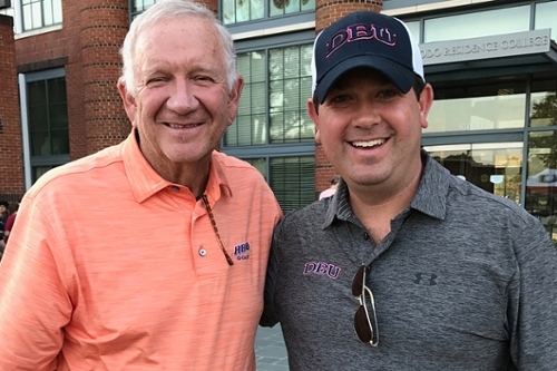 HBU President Dr. Robert B. Sloan with DBU President Dr. Adam C. Wright.