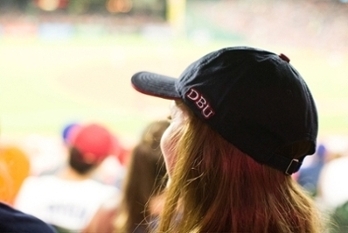 A DBU Patriot fan watching the game