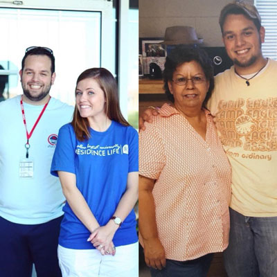 David Reyes with his wife (left) and his mother (right)