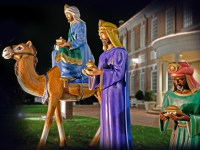 the nativity scene focused on the three wise men