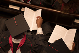 Graduates waiting for commencement to start.