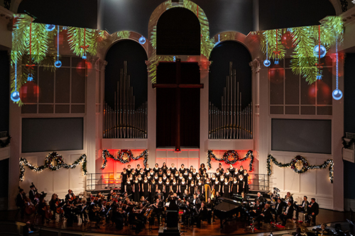 Music gorup performing in DBU's chapel sanctuary - Dallas, Texas