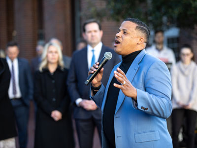 Dr. Bertrain Bailey shares King's "I Have a Dream" speech at the 2020 DBU Unity Walk.
