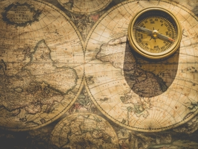 World compass and map