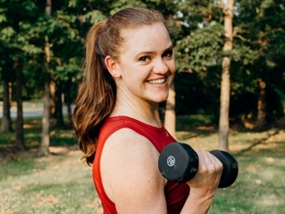 Emily Reilly with weights